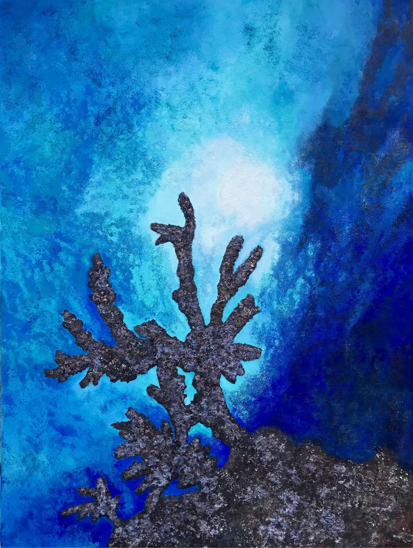 Luminous Depths | Original acrylic mixed media commission by Linda Bergeron | 36x48 inches